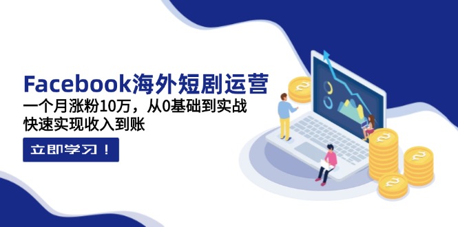 Facebook海外短剧运营：一个月涨粉10万，从0基础到实战，快速实现收入到账-禾谷轻创网
