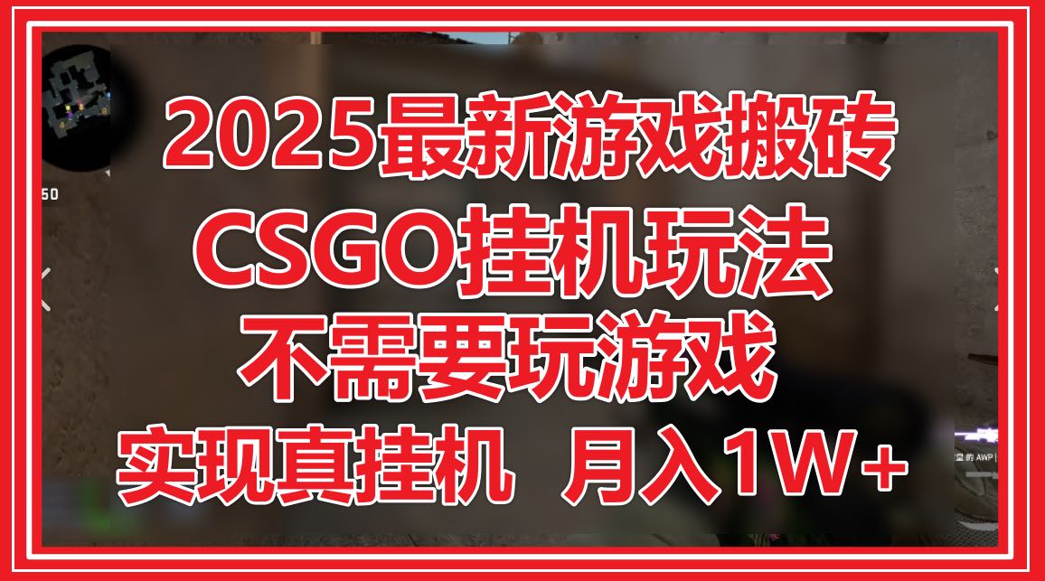 2025最新游戏搬砖，CSGO挂机，不需要玩游戏，实现真挂机，月入1W+-禾谷轻创网