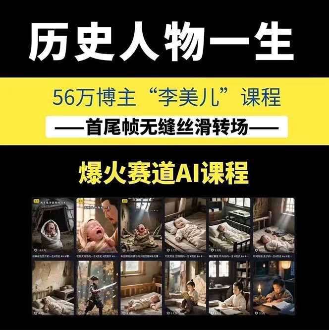 图片[1]-AI历史人物短视频创作，含IP打造、首尾帧无缝转场、智能体视频制作等核心教学内容-禾谷轻创网