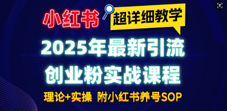 2025年最新小红书引流创业粉实战课程【超详细教学】小白轻松上手，月入1W+，附小红书养号SOP-禾谷轻创网