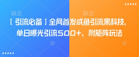 【引流必备】全网首发咸鱼引流黑科技，单日曝光引流500+，附矩阵玩法【揭秘】-禾谷轻创网