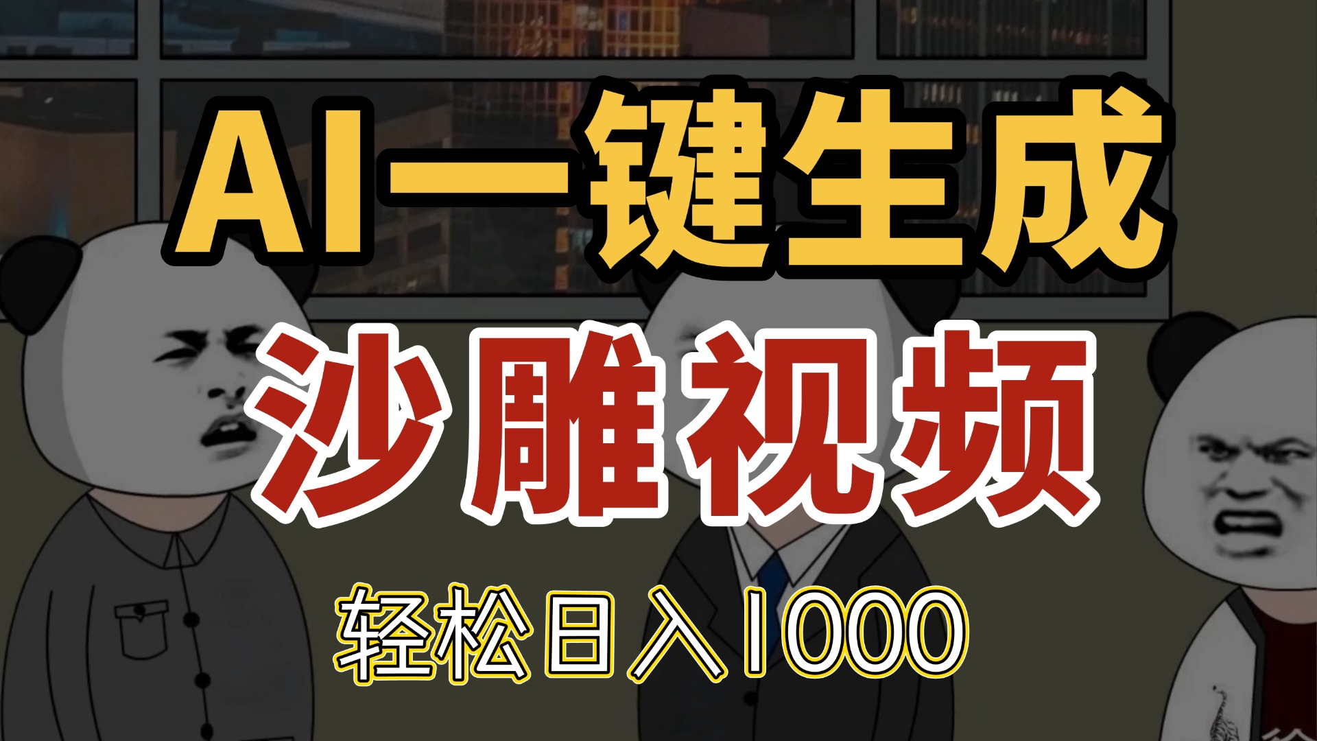 AI一键生成沙雕视频，一条视频千万播放，轻松日入1000-禾谷轻创网