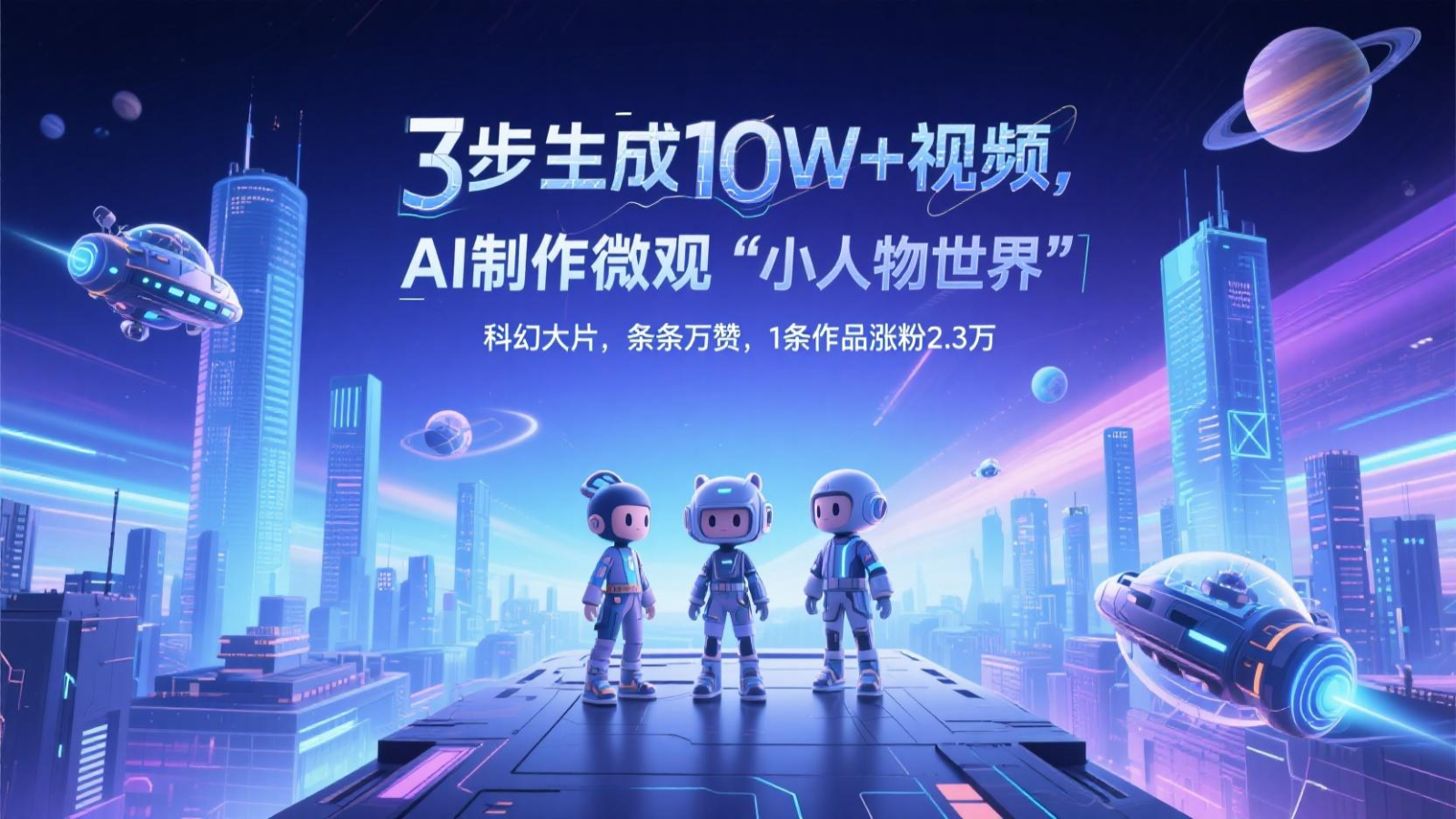 三步生成10W+视频，AI制作微观“小人物世界”科幻大片，条条万赞，1条作品涨粉2.3万-禾谷轻创网
