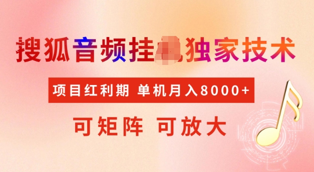 首发搜狐音频挂JI，项目红利期，可矩阵可放大，稳定月入5k【揭秘】-禾谷轻创网