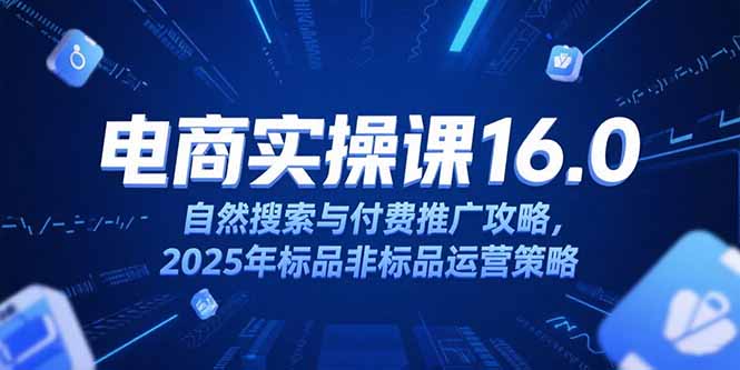 淘宝电商运营课16.0，自然搜索与付费推广攻略，2025年标品非标品运营策略-禾谷轻创网