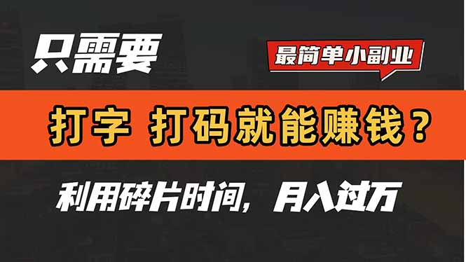 只需要打字，打码，就能赚钱？简单的赚钱小副业，利用碎片时间，月入过万-禾谷轻创网