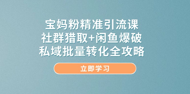 宝妈粉精准引流课，社群猎取+闲鱼爆破，私域批量转化全攻略-禾谷轻创网