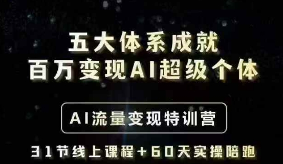 五大体系成就百万变现AI超级个体- AI流量变现特训营，一步一步教你一个人怎么年入百W-禾谷轻创网