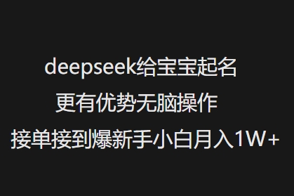 deepseek给宝宝起名更有优势无脑操作接单接到爆新手小白月入1W+-禾谷轻创网