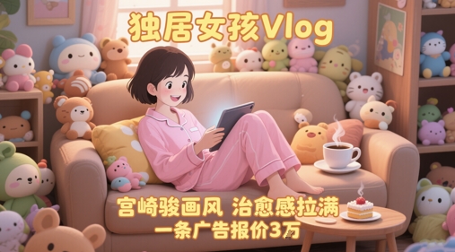 单个账号涨粉71W！用AI制作独居女孩Vlog，宫崎骏画风，治愈感拉满，一条广告报价3W-禾谷轻创网
