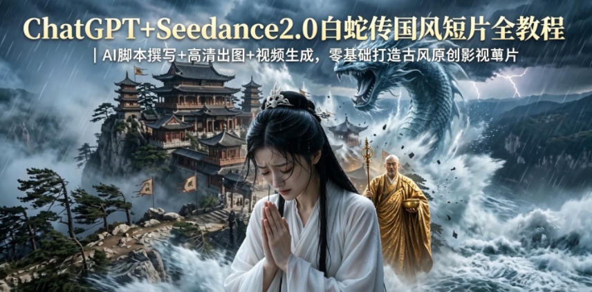 ChatGPT+Seedance2.0白蛇传国风短片全教程｜AI脚本撰写+高清出图+视频生成，零基础打造古风原创影视短片-禾谷轻创网