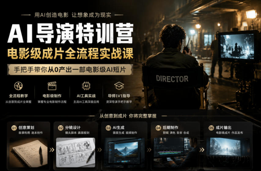AI导演特训营，电影级成片全流程实战课，手把手带你从0产出一部电影级AI短片-禾谷轻创网