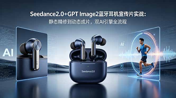 Seedance2.0+GPT Image2蓝牙耳机宣传片实战：静态精修到动态成片，双AI引擎全流程-禾谷轻创网