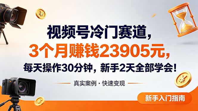 视频号冷门赛道，3个月变现23905元，新手2天学会 每天操作30分钟！-禾谷轻创网