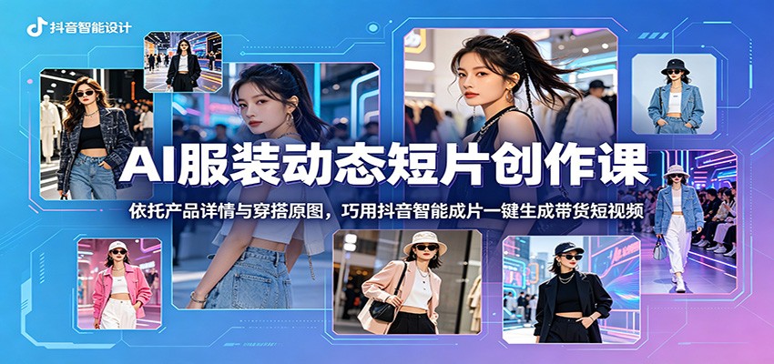 AI服装动态短片创作课：依托产品详情与穿搭原图，巧用抖音智能成片一键生成带货短视频-禾谷轻创网