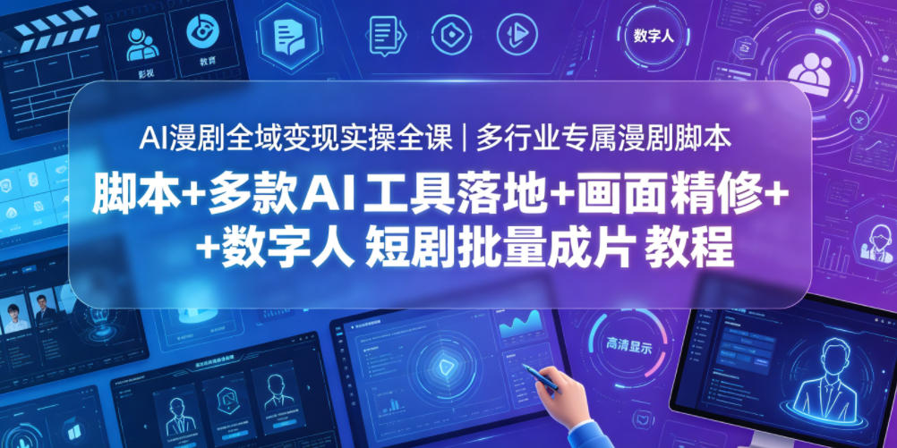 AI漫剧全域变现实操全课｜多行业专属漫剧脚本+多款AI工具落地+画面精修+数字人短剧批量成片全教程-禾谷轻创网