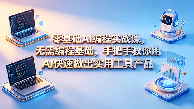 零基础AI编程实战课-更新，无需编程基础，手把手教你用AI快速做出实用工具产品-禾谷轻创网