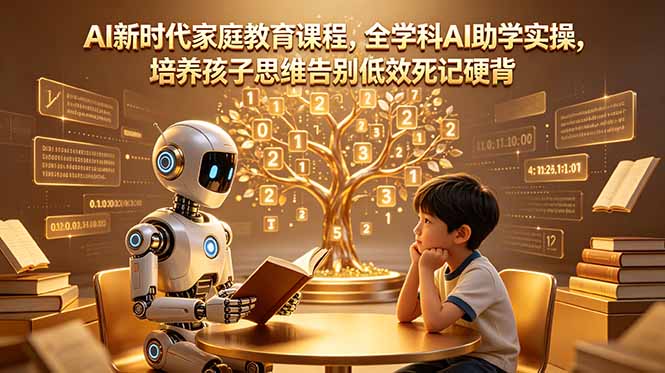 AI新时代家庭教育课程，全学科AI助学实操，培养孩子思维告别低效死记硬背-禾谷轻创网