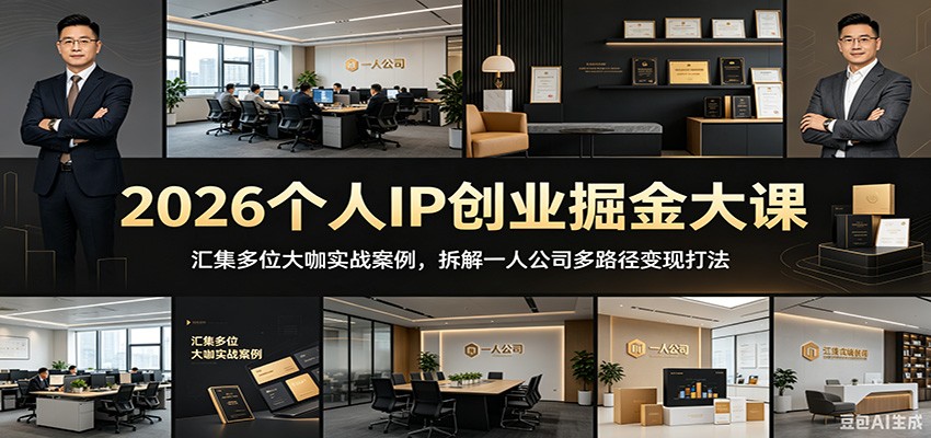 2026个人IP创业掘金大课：汇集多位大咖实战案例，拆解一人公司多路径变现打法-禾谷轻创网