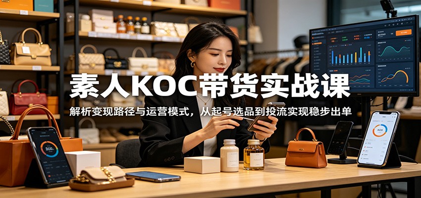 素人KOC带货实战课：解析变现路径与运营模式，从起号选品到投流实现稳步出单-禾谷轻创网
