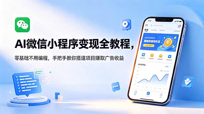 AI微信小程序变现全教程，零基础不用编程，手把手教你搭建项目赚取广告收益-禾谷轻创网