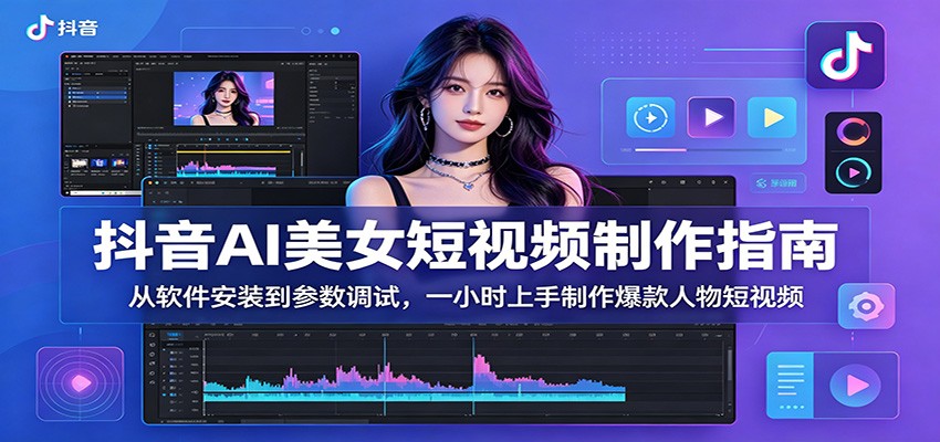 抖音AI美女短视频制作指南：从软件安装到参数调试，一小时上手制作爆款人物短视频-禾谷轻创网