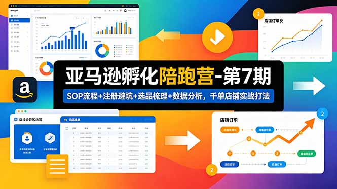 亚马逊孵化陪跑营-第7期：SOP流程+注册避坑+选品梳理+数据分析，千单店铺实战打法-禾谷轻创网