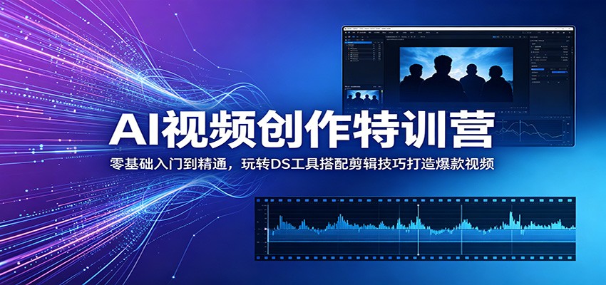 AI视频创作特训营：零基础入门到精通，玩转DS工具搭配剪辑技巧打造爆款视频-禾谷轻创网