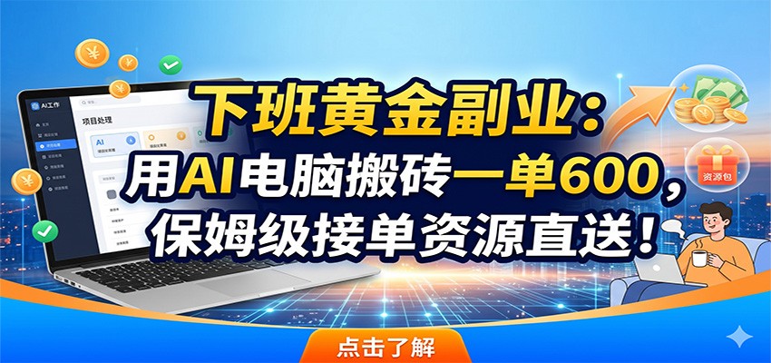 下班黄金副业：用AI电脑搬砖一单600，保姆级接单资源直送！-禾谷轻创网
