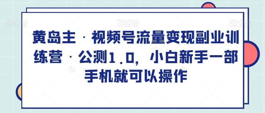 黄岛主·视频号流量变现副业训练营·公测1.0，小白新手一部手机就可以操作-禾谷轻创网
