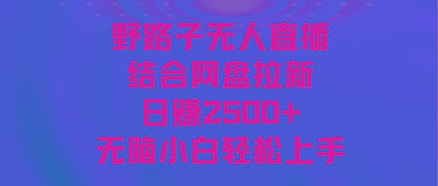 无人直播野路子结合网盘拉新，日赚2500+多平台变现，小白无脑轻松上手操作-禾谷轻创网