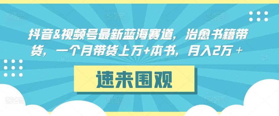 抖音&视频号最新蓝海赛道，治愈书籍带货，一个月带货上万+本书，月入2万＋【揭秘】-禾谷轻创网