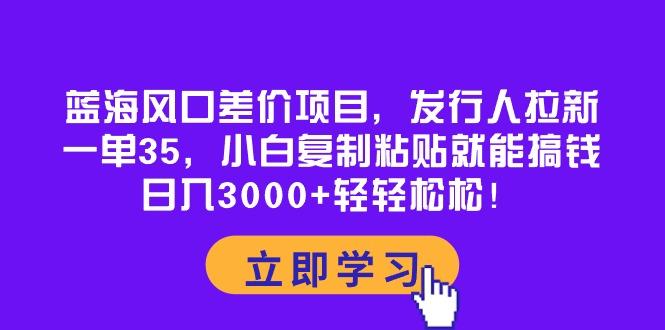 蓝海风口差价项目，发行人拉新，一单35，小白复制粘贴就能搞钱！日入30...-禾谷轻创网