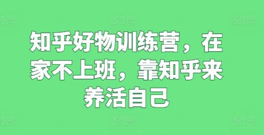 知乎好物训练营，在家不上班，靠知乎来养活自己-禾谷轻创网