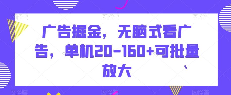 广告掘金，无脑式看广告，单机20-160+可批量放大【揭秘】-禾谷轻创网