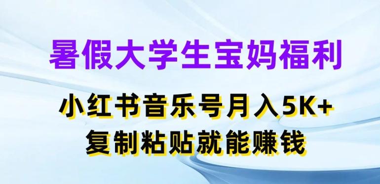 暑假大学生宝妈福利，小红书音乐号月入5000+，复制粘贴就能赚钱【揭秘】-禾谷轻创网