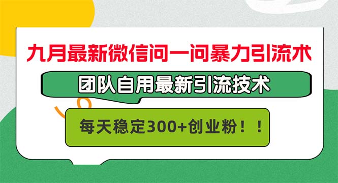 九月最新微信问一问暴力引流术，团队自用引流术，每天稳定300+创...-禾谷轻创网