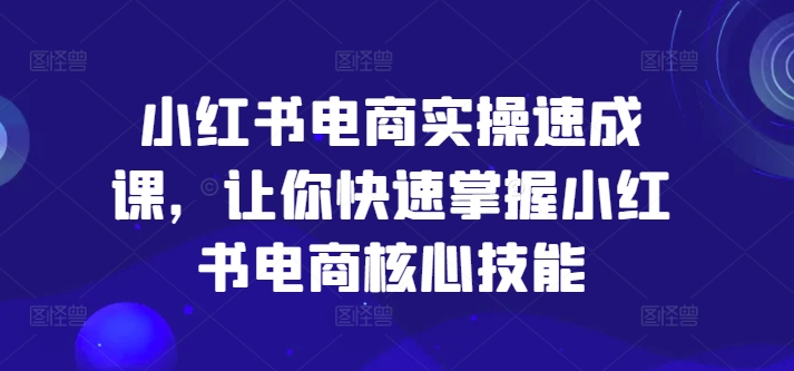 小红书电商实操速成课，让你快速掌握小红书电商核心技能-禾谷轻创网