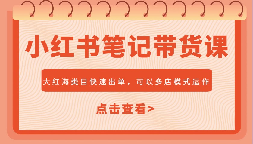 小红书笔记带货课，大红海类目快速出单，市场大，可以多店模式运作-禾谷轻创网