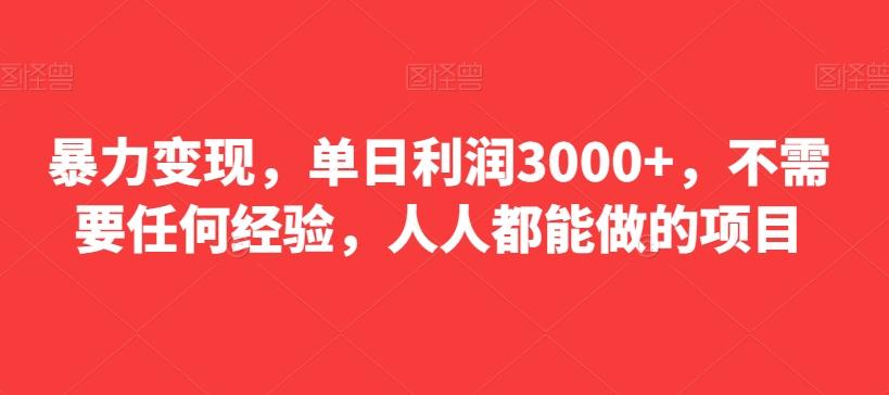 暴力变现，单日利润3000+，不需要任何经验，人人都能做的项目-禾谷轻创网