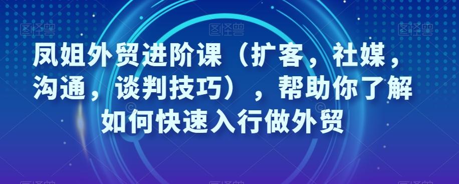 凤姐外贸进阶课（扩客，社媒，沟通，谈判技巧），帮助你了解如何快速入行做外贸-禾谷轻创网