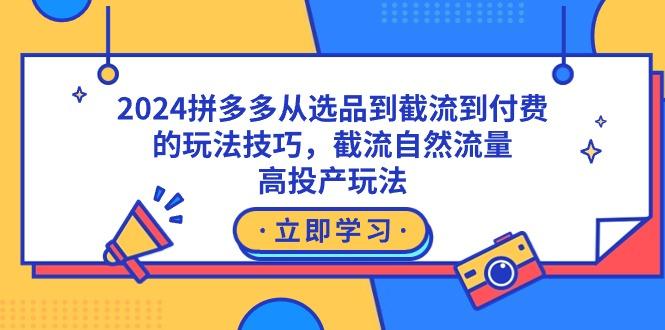 2024拼多多从选品到截流到付费的玩法技巧，截流自然流量玩法，高投产玩法-禾谷轻创网