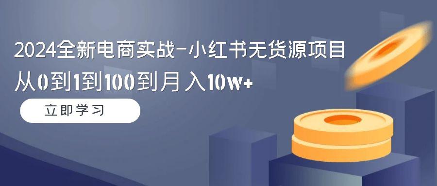 2024全新电商实战-小红书无货源项目：从0到1到100到月入10w+-禾谷轻创网