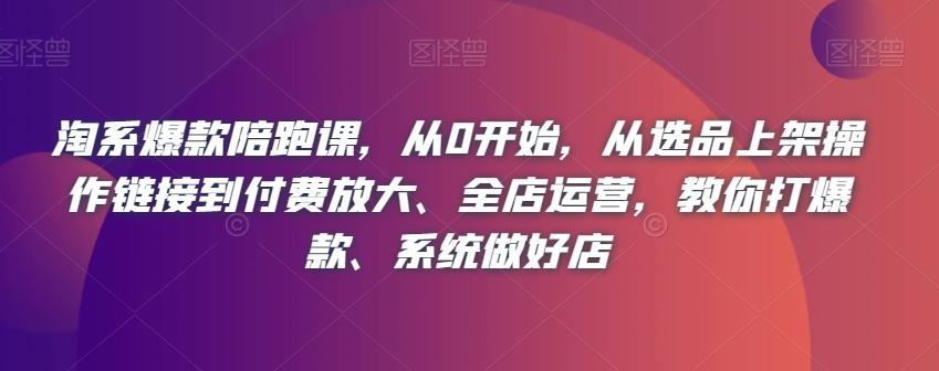 淘系爆款陪跑课，从0开始，从选品上架操作链接到付费放大、全店运营，教你打爆款、系统做好店-禾谷轻创网