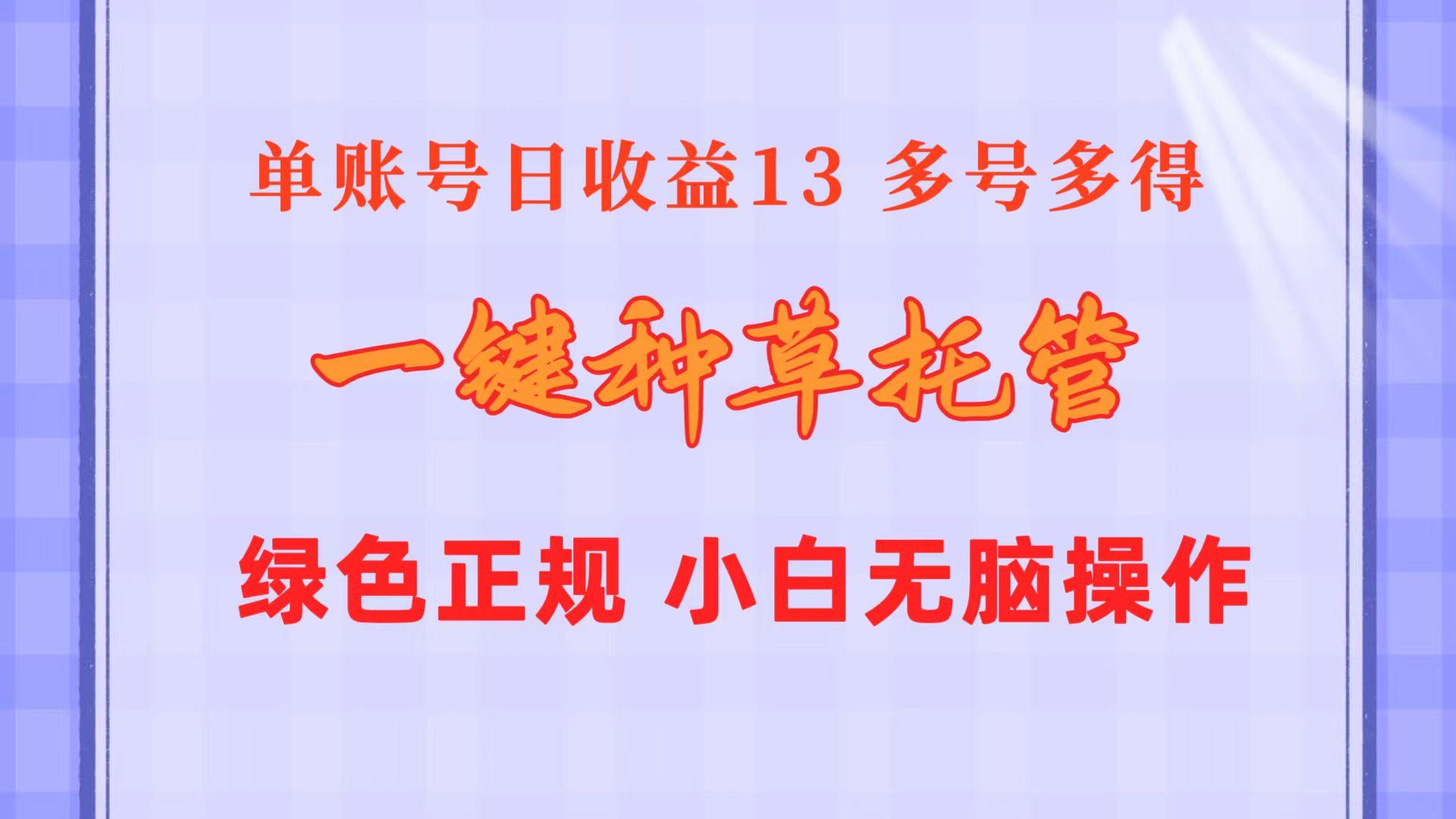一键种草托管 单账号日收益13元  10个账号一天130  绿色稳定 可无限推广-禾谷轻创网