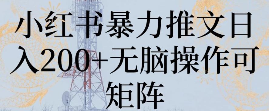 小红书暴力推文日入200+无脑操作可矩阵【揭秘】-禾谷轻创网