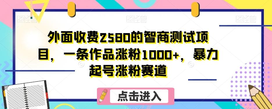 外面收费2580的智商测试项目，一条作品涨粉1000+，暴力起号涨粉赛道【揭秘】-禾谷轻创网