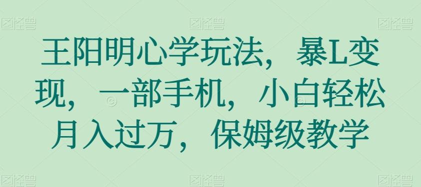 王阳明心学玩法，暴L变现，一部手机，小白轻松月入过万，保姆级教学【揭秘】-禾谷轻创网
