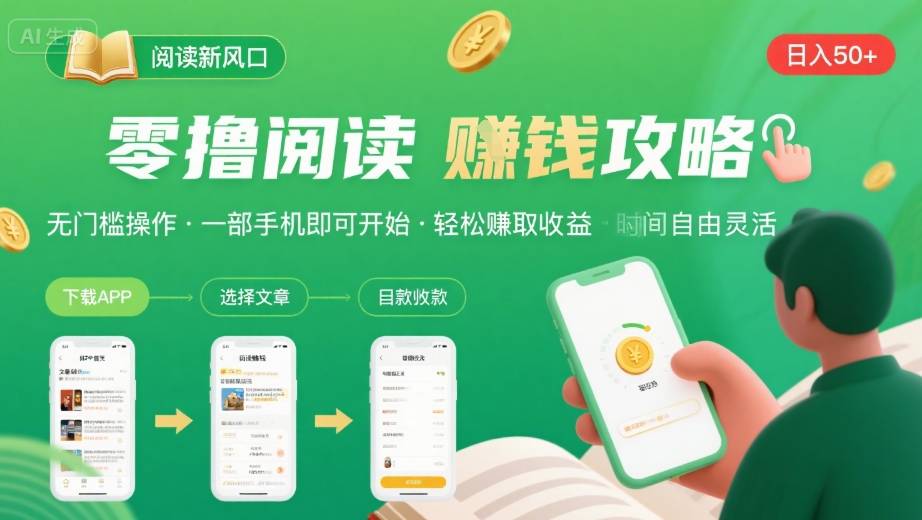 零撸阅读新风口，无门槛轻松挣，一部手机，日入 50-3张【揭秘】-禾谷轻创网