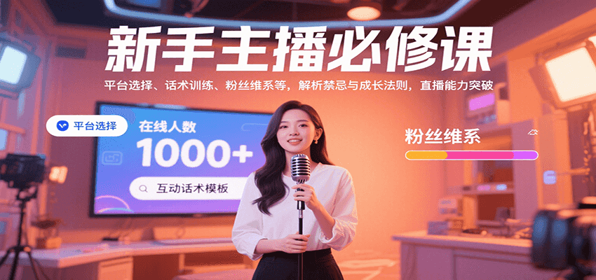 新手主播必修课：平台选择、话术训练、粉丝维系等，解析禁忌与成长法则，突破直播能力-禾谷轻创网